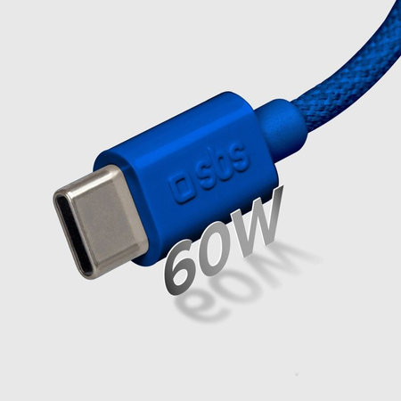 SBS - Câble USB-C/USB-C, 60W, PD, 1.5m, bleu