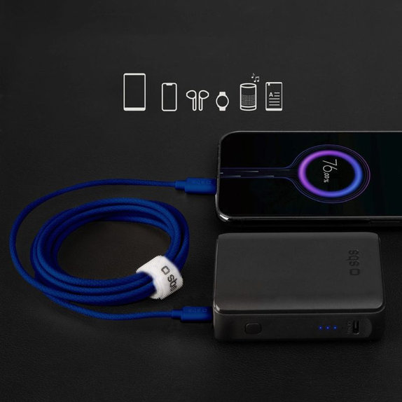 SBS - Câble USB-C/USB-C, 60W, PD, 1.5m, bleu