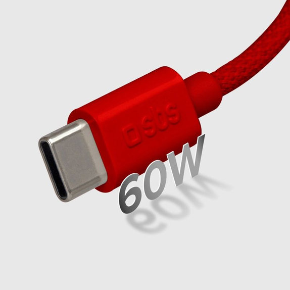 SBS - Câble USB-C/USB-C, 60W, PD, 1.5m, rouge