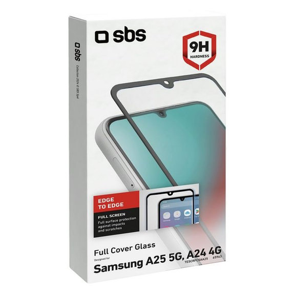 SBS - Verre Trempé Full Cover pour Samsung Galaxy A25 5G, noir