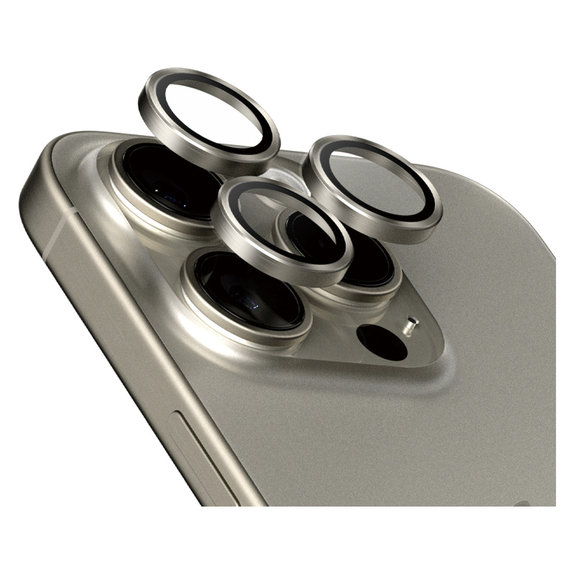 Protection d'objectif de caméra Hoops pour iPhone 15 Pro/15 Pro Max, Natural Titanium, PanzerGlass