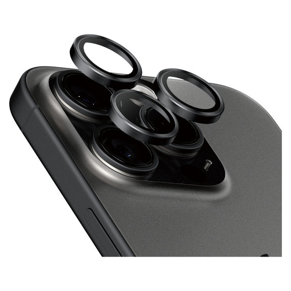 Protection d'objectif de caméra Hoops pour iPhone 15 Pro/15 Pro Max, Black Titanium, PanzerGlass