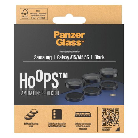 PanzerGlass - Couvercle de Protection d'Objectif d'Appareil Hoops pour Samsung Galaxy A15, noir