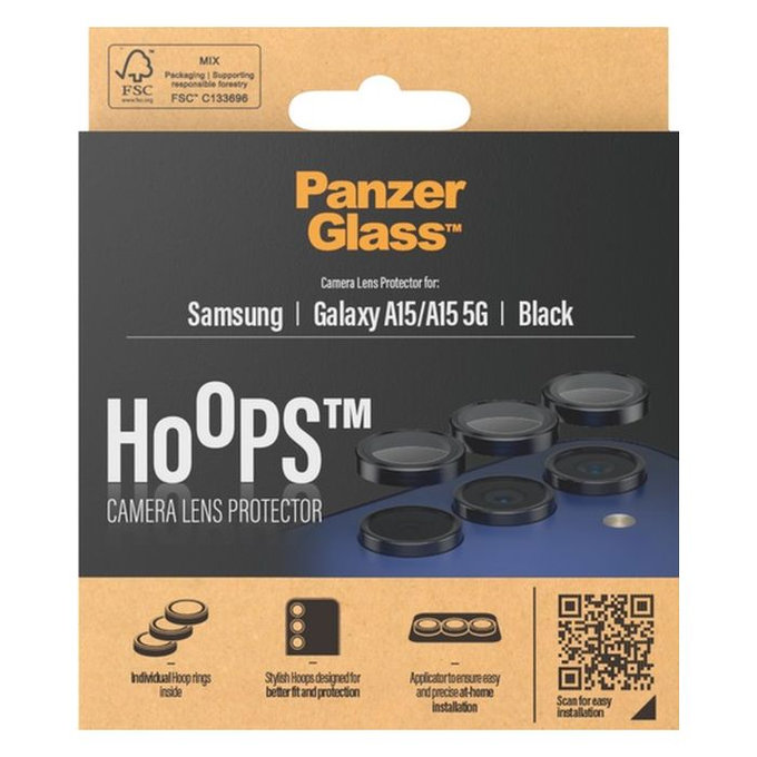 PanzerGlass - Couvercle de Protection d'Objectif d'Appareil Hoops pour Samsung Galaxy A15, noir