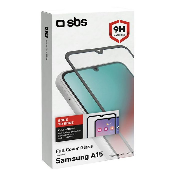 SBS - Verre Trempé Full Cover pour Samsung Galaxy A15 5G, noir