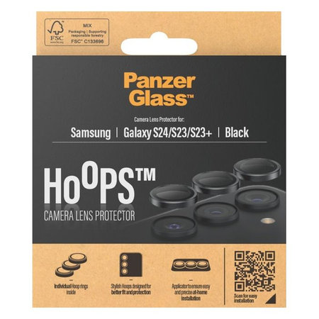 PanzerGlass - Couvercle de Protection d'Objectif d'Appareil Hoops pour Samsung Galaxy 23, 23+ et 24, noir