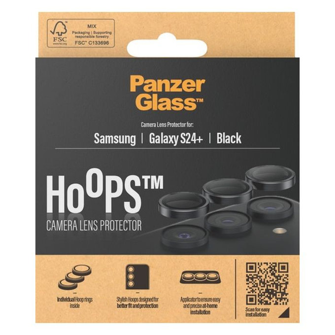 PanzerGlass - Couvercle de Protection d'Objectif d'Appareil Hoops pour Samsung Galaxy S24+, noir