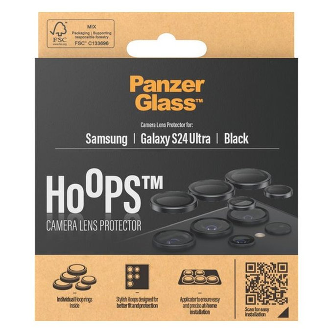 PanzerGlass - Couvercle de Protection d'Objectif d'Appareil Hoops pour Samsung Galaxy S24 Ultra, noir