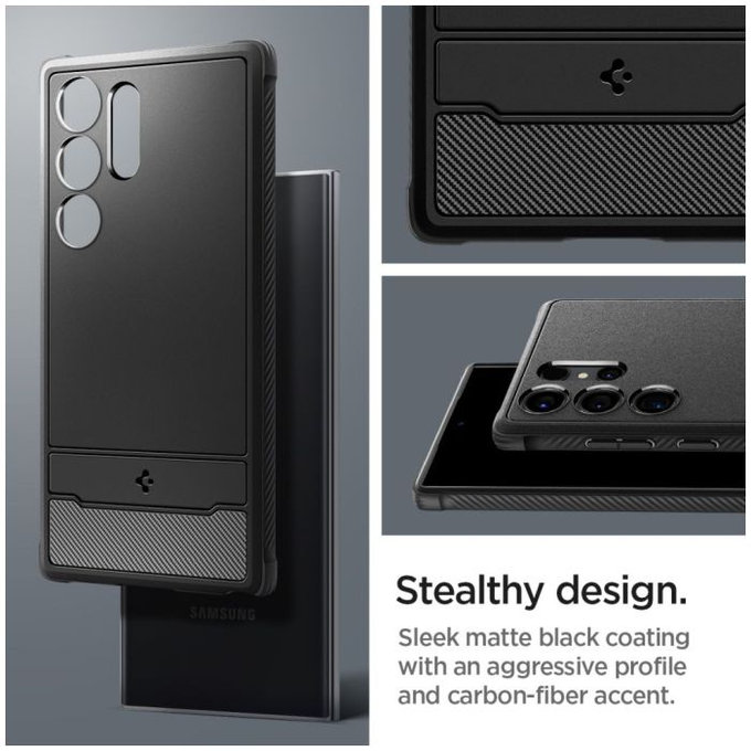 Spigen - Étui Rugged Armor pour Samsung Galaxy S24 Ultra, Matte Black