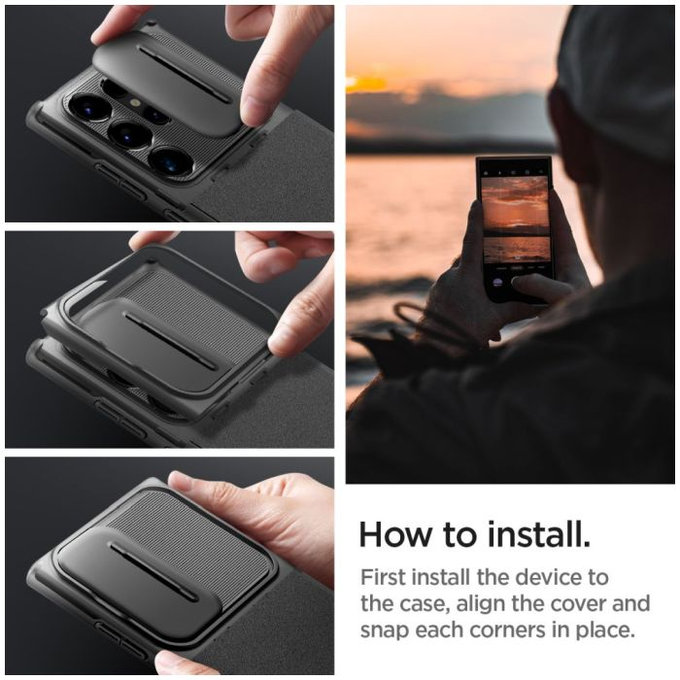 Spigen - Étui Optik Armor pour Samsung Galaxy S24 Ultra, noir