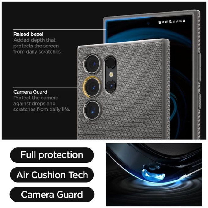 Spigen - Étui Liquid Air pour Samsung Galaxy S24 Ultra, Granite Grey