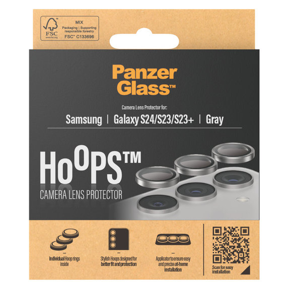 Protection d'objectif de caméra Hoops pour Samsung Galaxy S24/S23/S23+, Gris, PanzerGlass