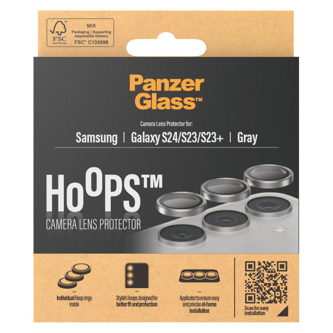 Protection d'objectif de caméra Hoops pour Samsung Galaxy S24/S23/S23+, Gris, PanzerGlass