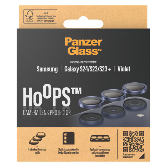 Protection d'objectif de caméra Hoops pour Samsung Galaxy S24/S23/S23+, Violet, PanzerGlass
