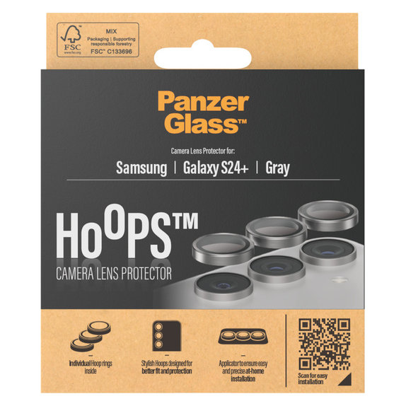 Protection d'objectif de caméra Hoops pour Samsung Galaxy S24+, Gris, PanzerGlass