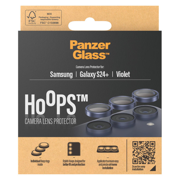 Protection d'objectif de caméra Hoops pour Samsung Galaxy S24+, Violet, PanzerGlass
