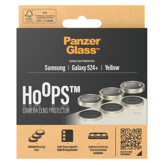 Protection d'objectif de caméra Hoops pour Samsung Galaxy S24+, Jaune, PanzerGlass