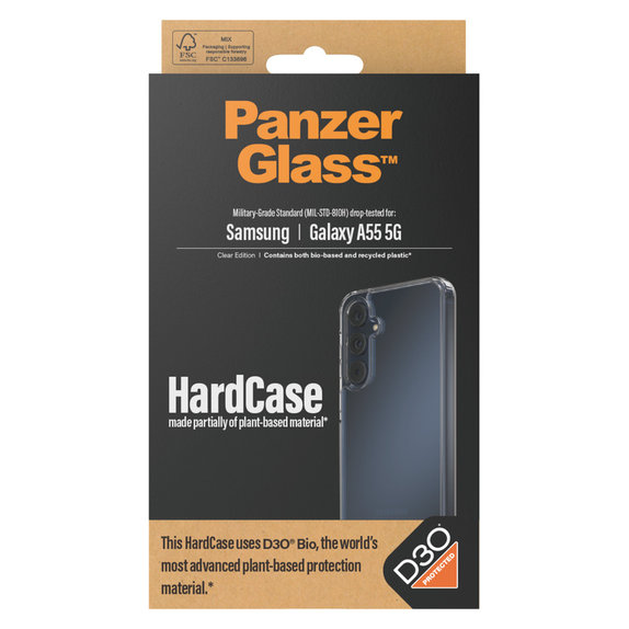 Étui HardCase D3O pour Samsung Galaxy A55 5G, Transparent, PanzerGlass
