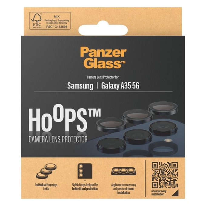 PanzerGlass - Couvercle de Protection d'Objectif d'Appareil Hoops pour Samsung Galaxy A35, noir