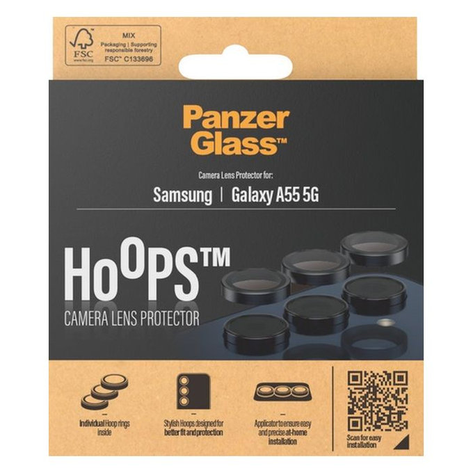 PanzerGlass - Couvercle de Protection d'Objectif d'Appareil Hoops pour Samsung Galaxy A55, noir