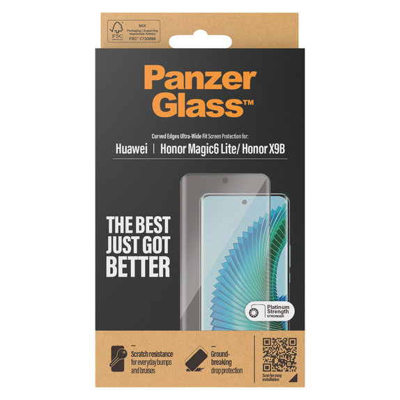 Verre trempé UWF pour Honor Magic6 Lite, Noir, PanzerGlass