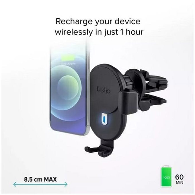 SBS - Support voiture Gravityavec chargement sans fil, 10W, noir