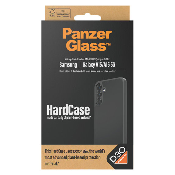 Étui HardCase D3O pour Samsung Galaxy A15/A15 5G, Noir, PanzerGlass