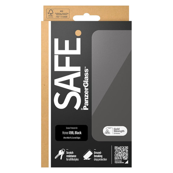 Verre trempé UWF pour Honor Magic6 Lite, Noir, SAFE by PanzerGlass