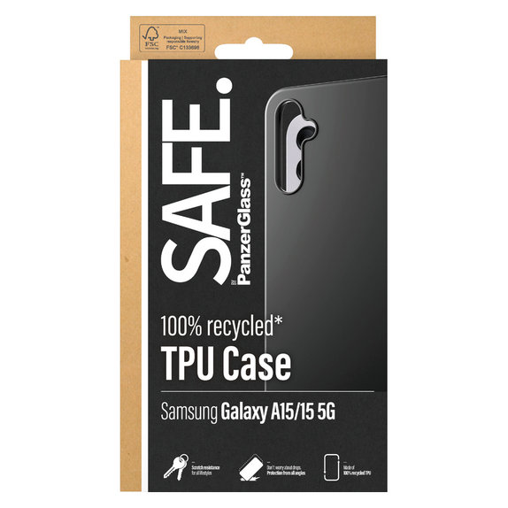 Étui TPU pour Samsung Galaxy A15/A15 5G, Noir, SAFE by PanzerGlass