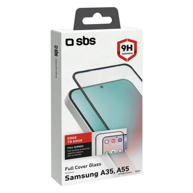 SBS - Verre Trempé Full Cover pour Samsung Galaxy A35 et A55 5G, noir