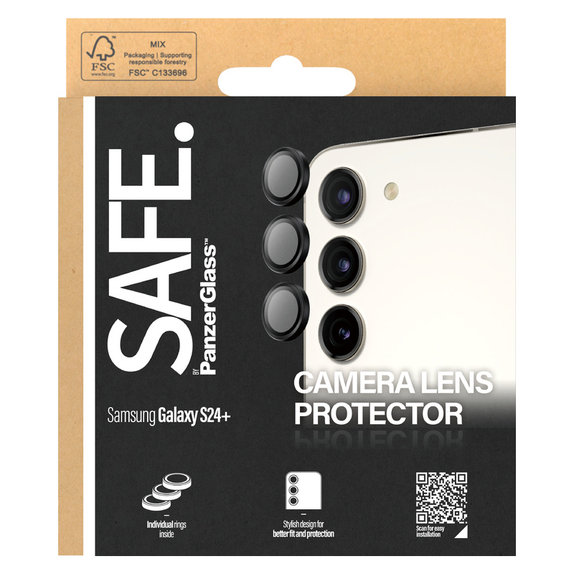 Protection d'objectif de caméra pour Samsung Galaxy S24/S23/S23+, Noir, SAFE by PanzerGlass