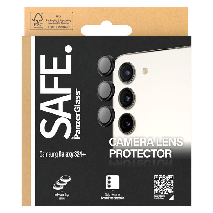 Protection d'objectif de caméra pour Samsung Galaxy S24/S23/S23+, Noir, SAFE by PanzerGlass