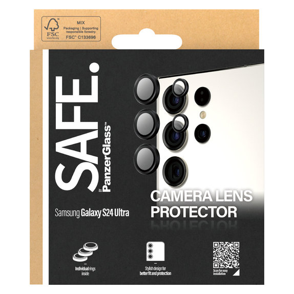 Protection d'objectif de caméra pour Samsung Galaxy S24 Ultra, Noir, SAFE by PanzerGlass