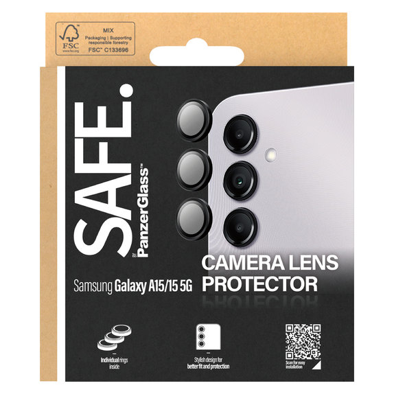 Protection d'objectif de caméra pour Samsung Galaxy A15/A15 5G, Noir, SAFE by PanzerGlass