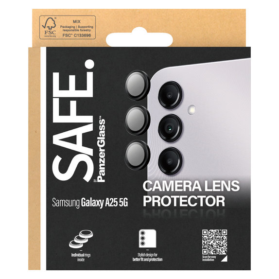 Protection d'objectif de caméra pour Samsung Galaxy A25 5G, Noir, SAFE by PanzerGlass
