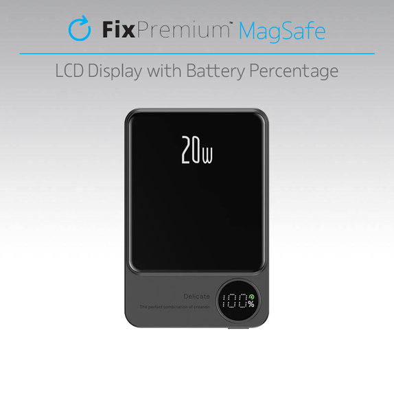 FixPremium - MagSafe PowerBank avec LCD 10 000mAh, noir