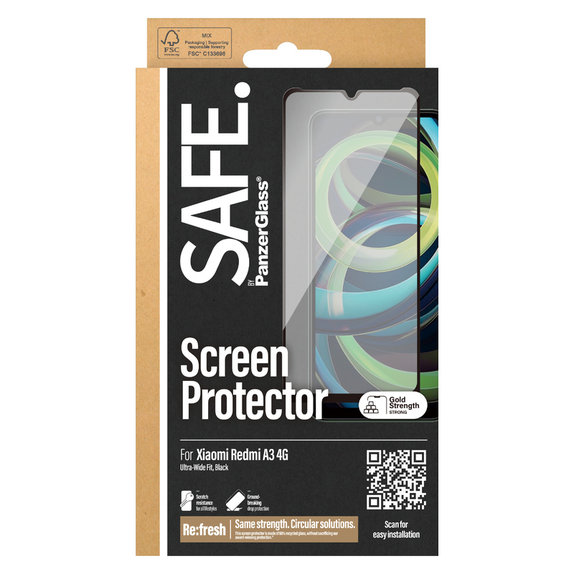 Verre trempé UWF pour Xiaomi Redmi A3, Noir, SAFE by PanzerGlass