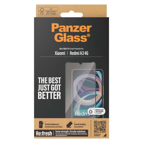 Verre trempé UWF AB pour Xiaomi Redmi A3, Čierne, PanzerGlass