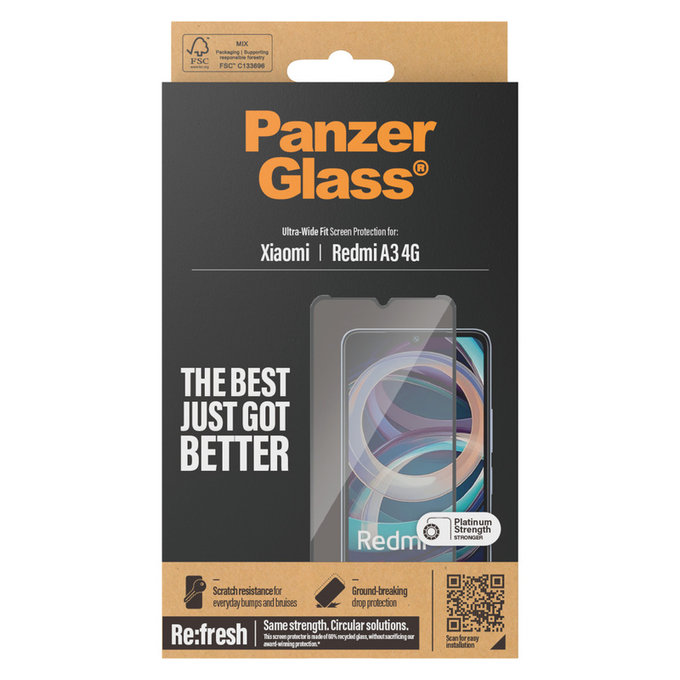 Verre trempé UWF AB pour Xiaomi Redmi A3, Čierne, PanzerGlass