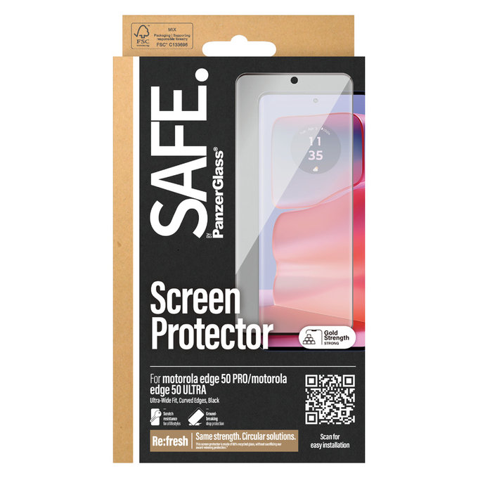 Verre trempé UWF pour Motorola Edge 50 Pro, Noir, SAFE by PanzerGlass