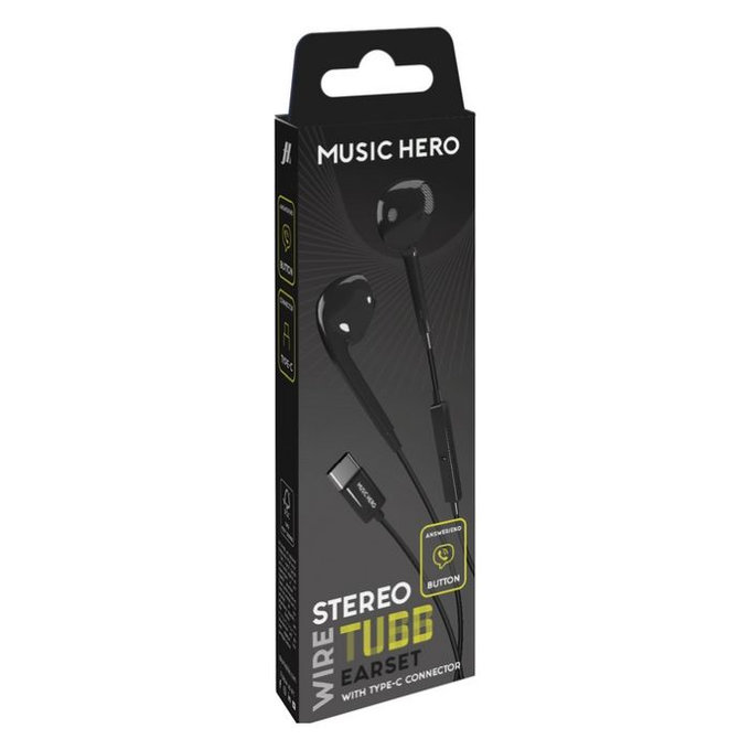 Music Hero - Écouteurs TUBB, USB-C, noir