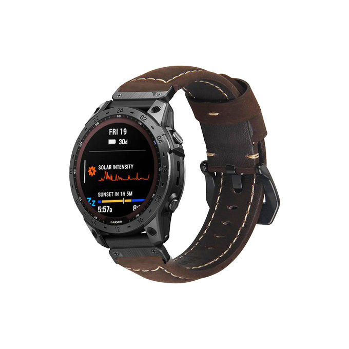 FixPremium - Bracelet en cuir pour Garmin (QuickFit 26mm), marron