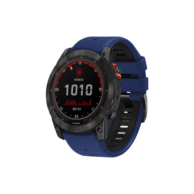 FixPremium - Bracelet silicone bicolore pour Garmin (QuickFit 22mm), bleu