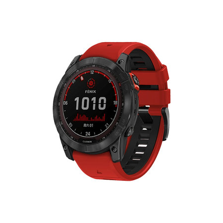 FixPremium - Bracelet silicone bicolore pour Garmin (QuickFit 22mm), rouge