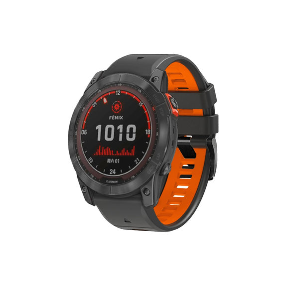 FixPremium - Bracelet silicone bicolore pour Garmin (QuickFit 26mm), gris
