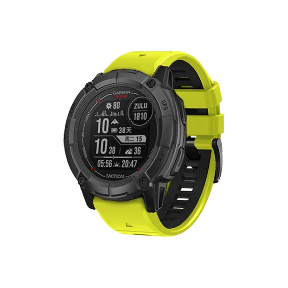 FixPremium - Bracelet silicone bicolore pour Garmin (QuickFit 26mm), vert