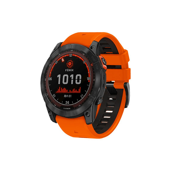 FixPremium - Bracelet silicone bicolore pour Garmin (QuickFit 26mm), orange