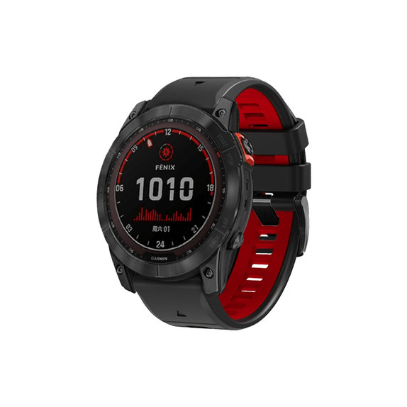 FixPremium - Bracelet silicone bicolore pour Garmin (QuickFit 22mm), noir
