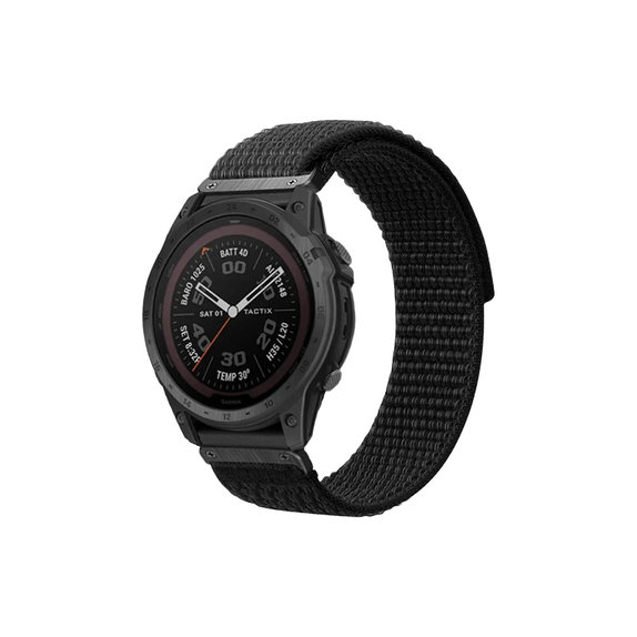 FixPremium - Sangle en nylon pour Garmin (QuickFit 22mm), noir