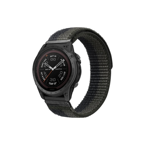 FixPremium - Sangle en nylon pour Garmin (QuickFit 26mm), gris noir